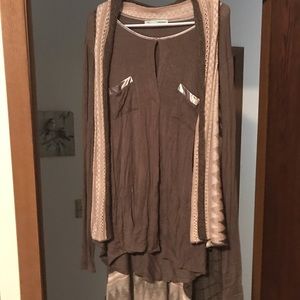Maurices long sleeved shirt with long cardigan vest
